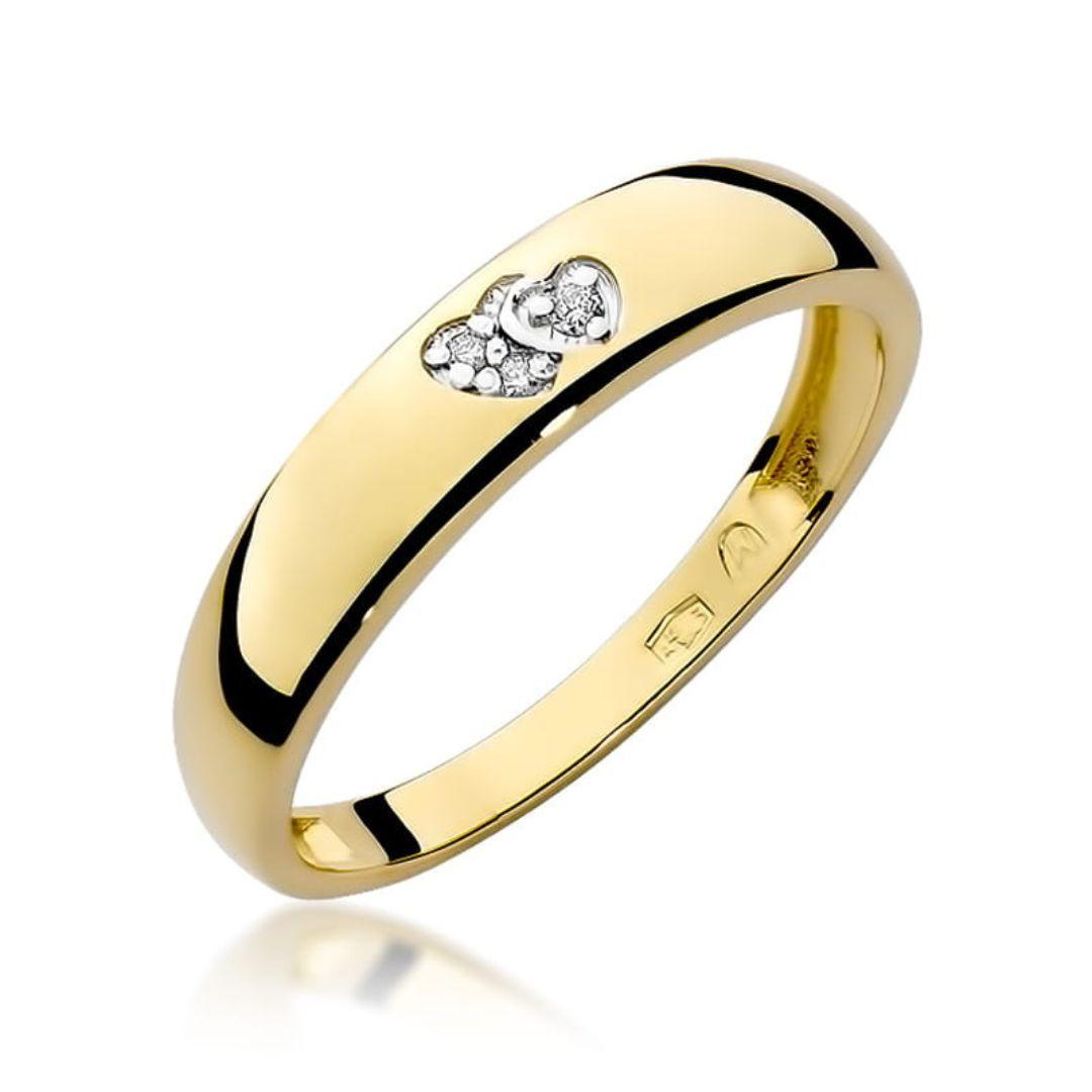 Anillo Evania Oro 14K Doble Corazón con Diamantes