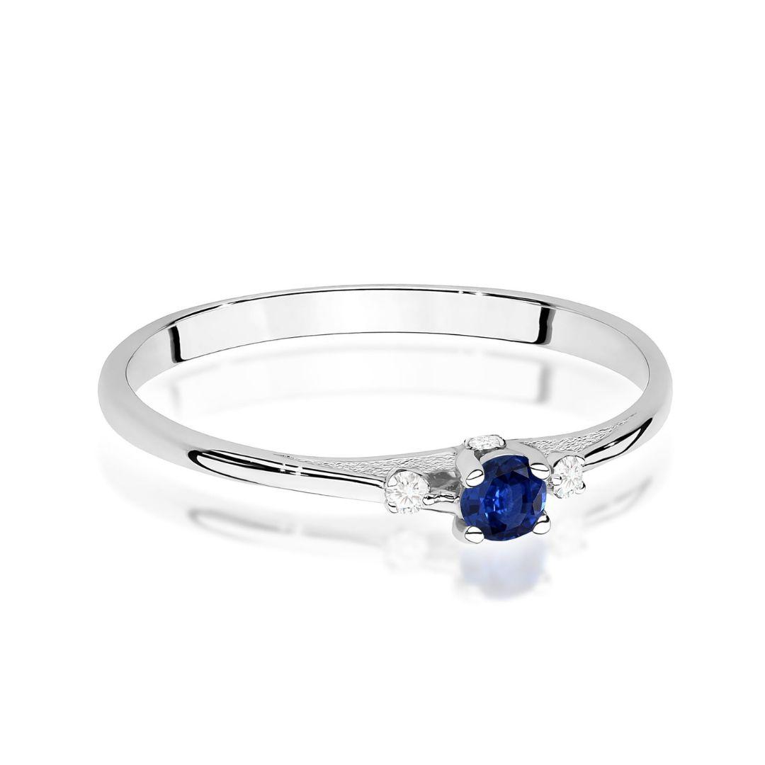Anillo Live Oro Blanco 14K con Zafiro 0,15 ct y Diamantes