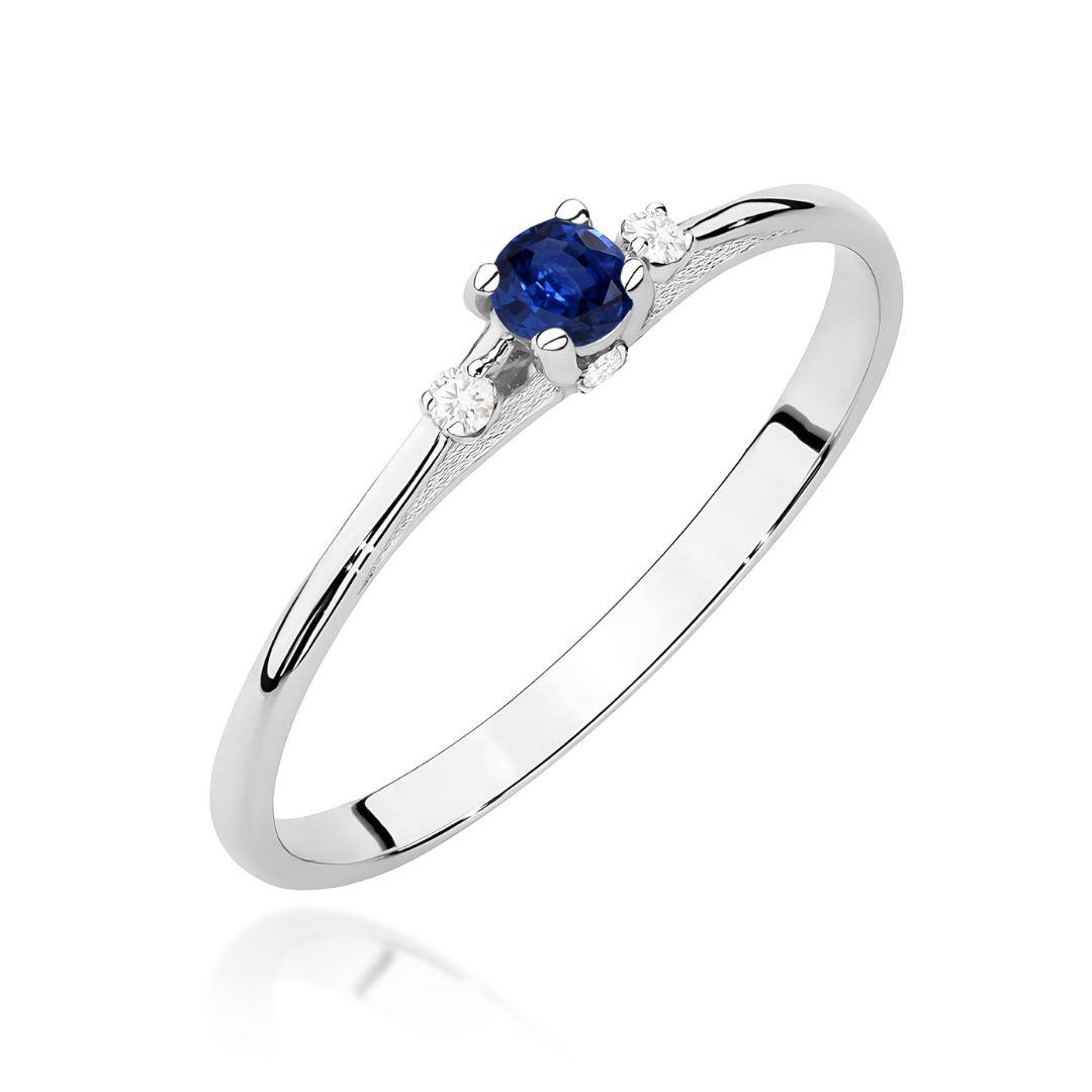 Anillo Live Oro Blanco 14K con Zafiro 0,15 ct y Diamantes