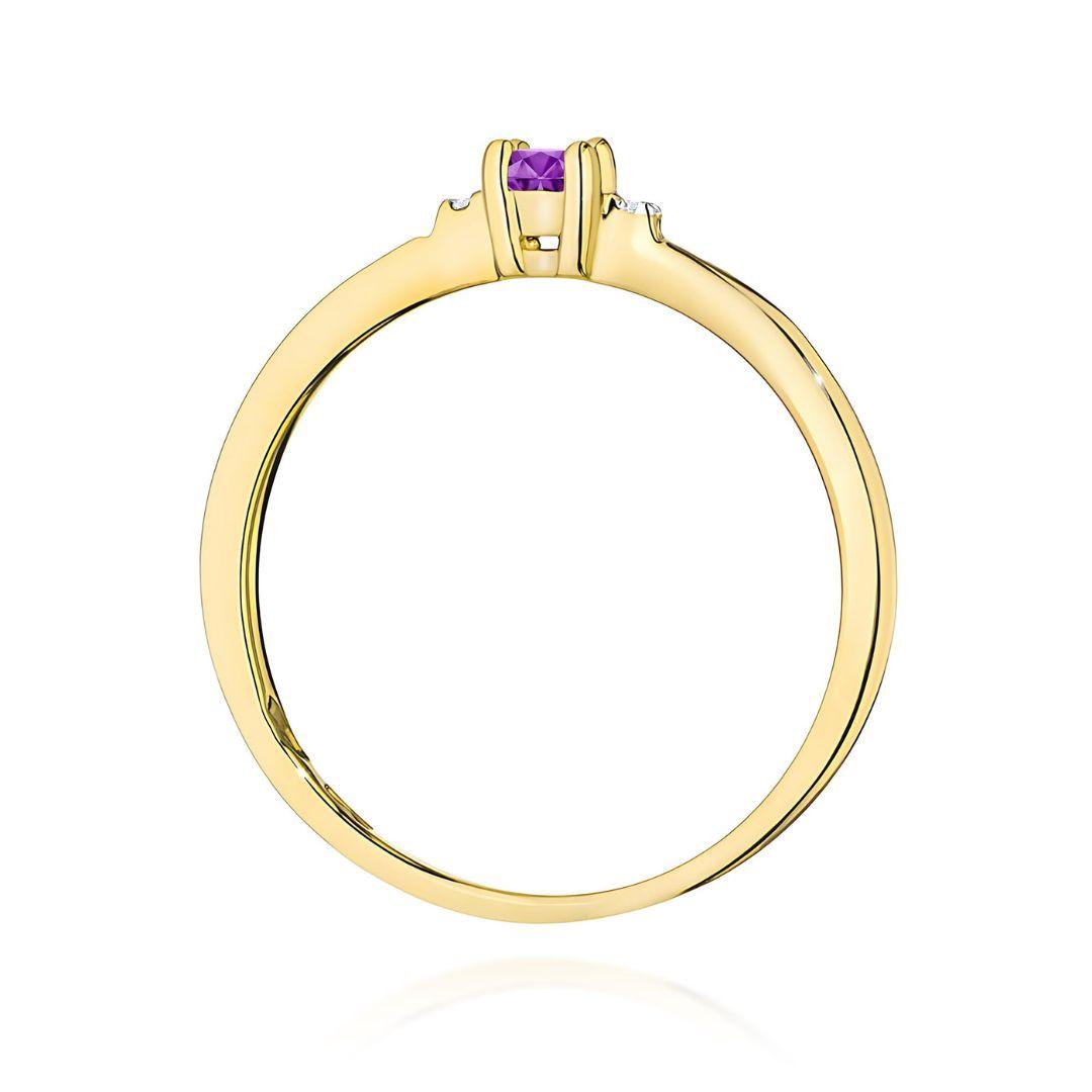 Anillo Vera Amatista 0,10 ct en Oro 14K con Diamantes