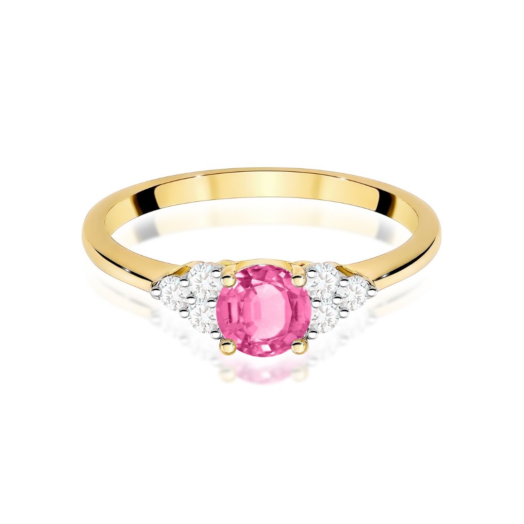 Anillo Adriana de Oro 14K con Topacio Rosa y Diamantes