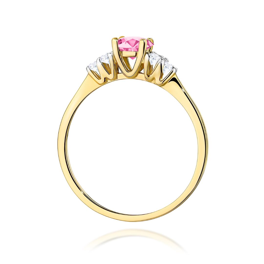 Anillo Adriana de Oro 14K con Topacio Rosa y Diamantes