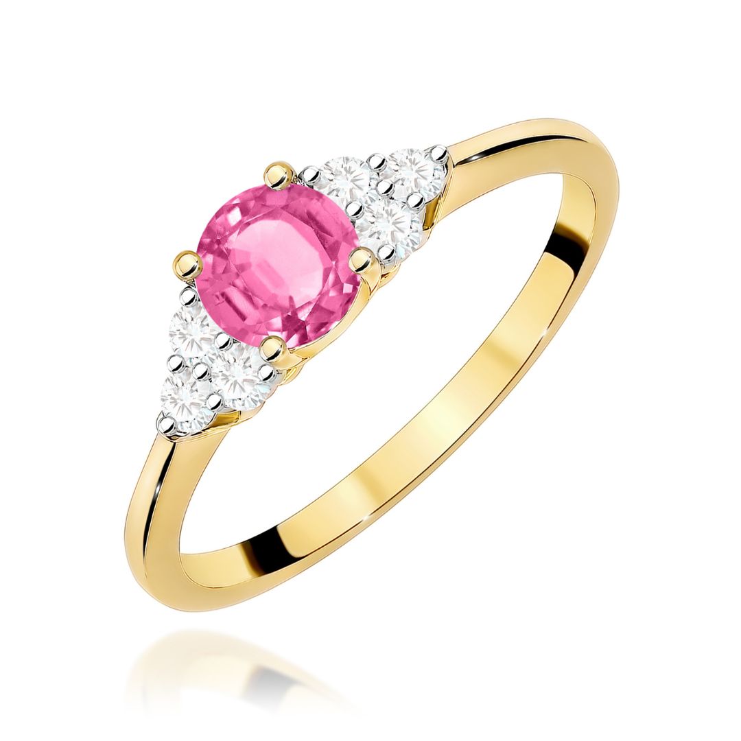 Anillo Adriana de Oro 14K con Topacio Rosa y Diamantes