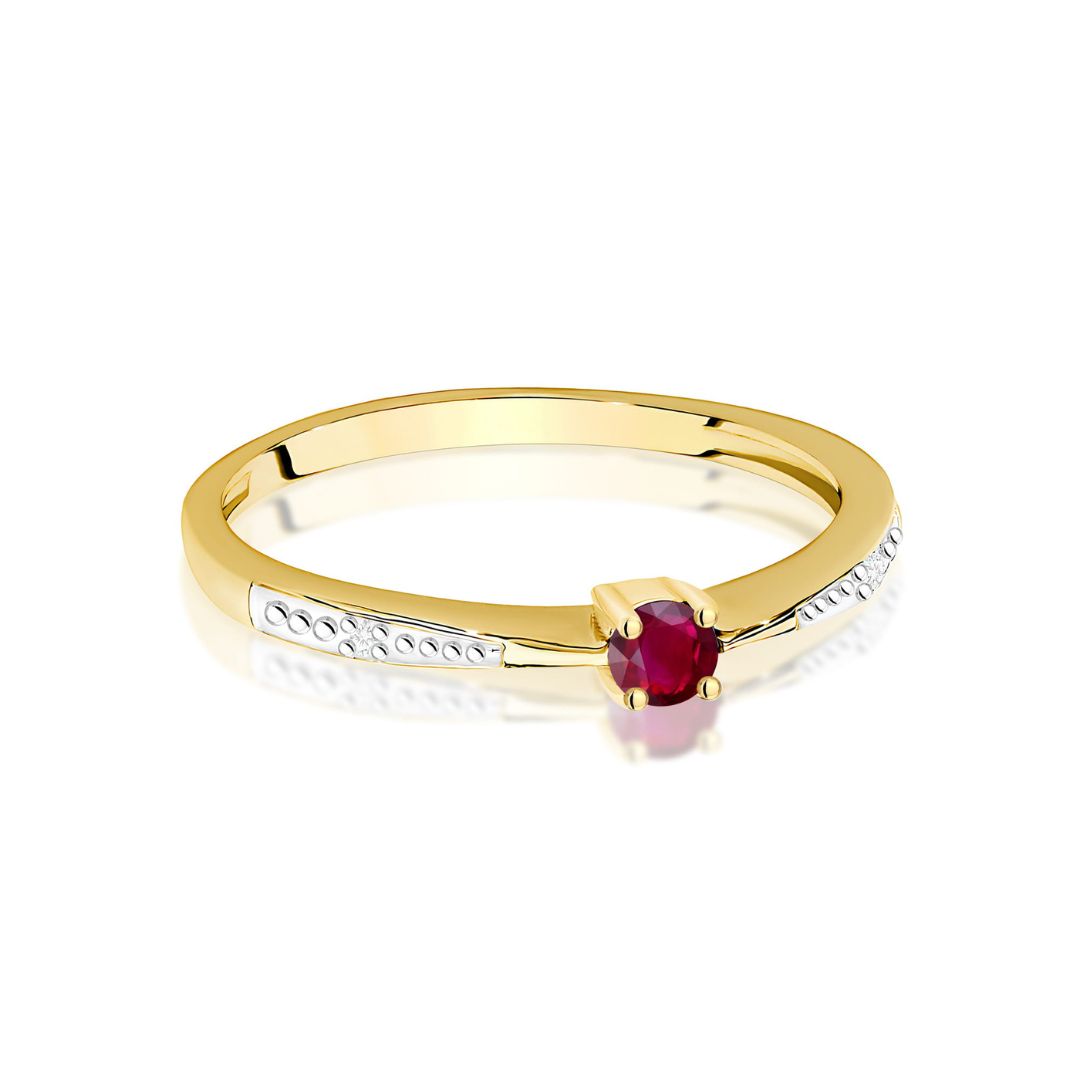 Anillo Aitana de Oro 14K con Rubí y Diamantes
