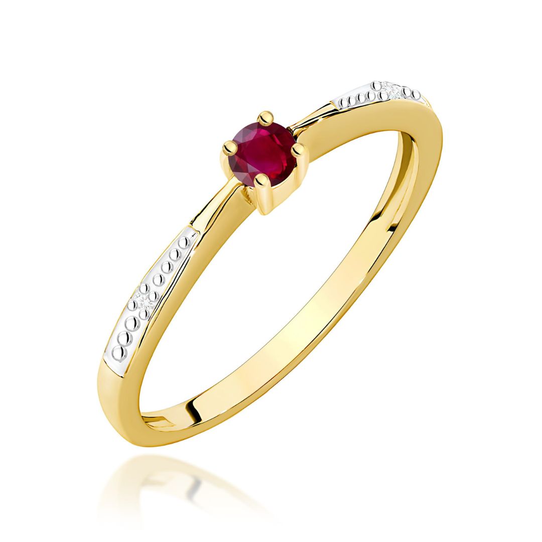 Anillo Aitana de Oro 14K con Rubí y Diamantes