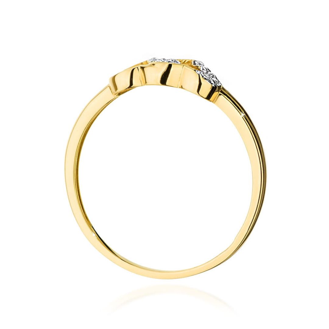 Anillo Amore de Oro 14K con Corazones y Diamantes Naturales