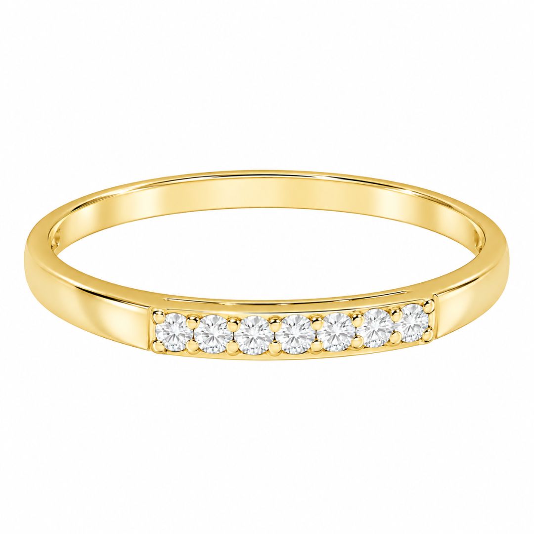 Anillo Ariela de Oro Amarillo 14K con 7 Diamantes