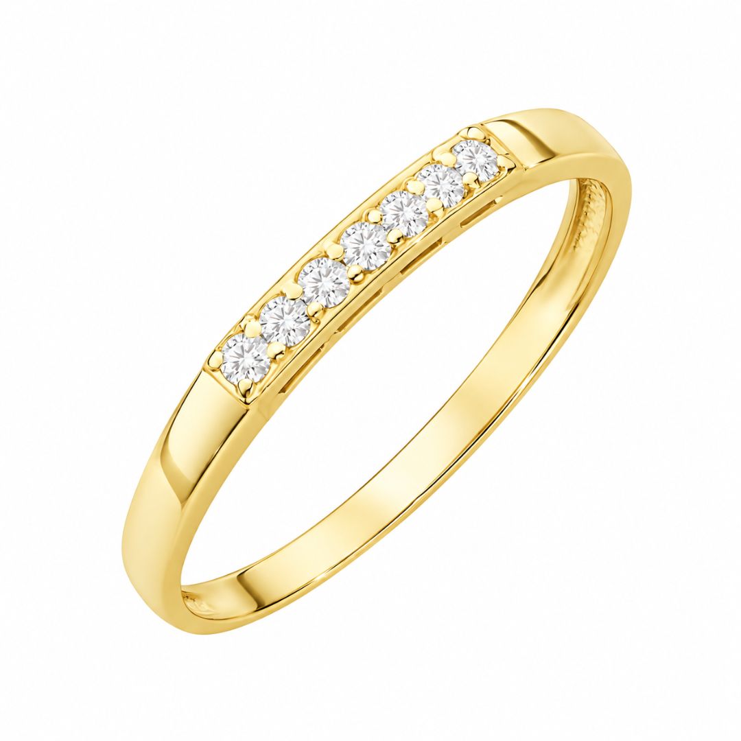 Anillo Ariela de Oro Amarillo 14K con 7 Diamantes