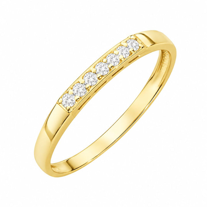 Anillo Ariela de Oro Amarillo 14K con 7 Diamantes