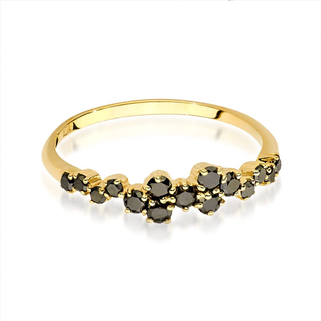 Anillo Bellina de Oro 14K con Diamantes Negros