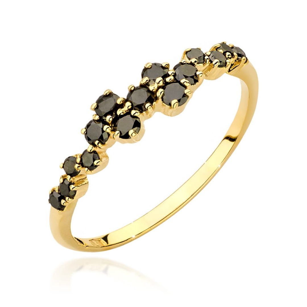 Anillo Bellina de Oro 14K con Diamantes Negros