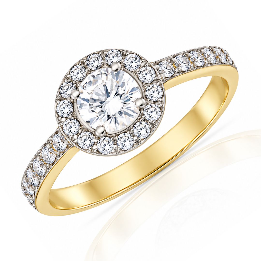 Anillo Bicolor de Oro 18K con Circonitas