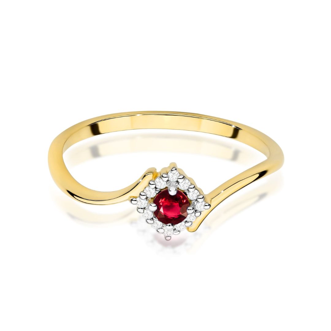 Anillo Candela de Oro 14K con Rubí y Diamantes