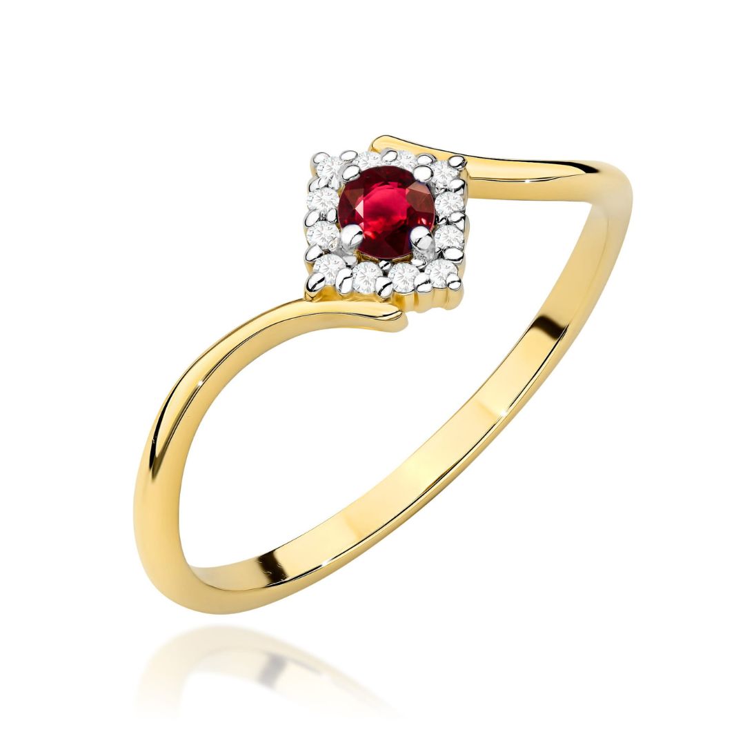 Anillo Candela de Oro 14K con Rubí y Diamantes
