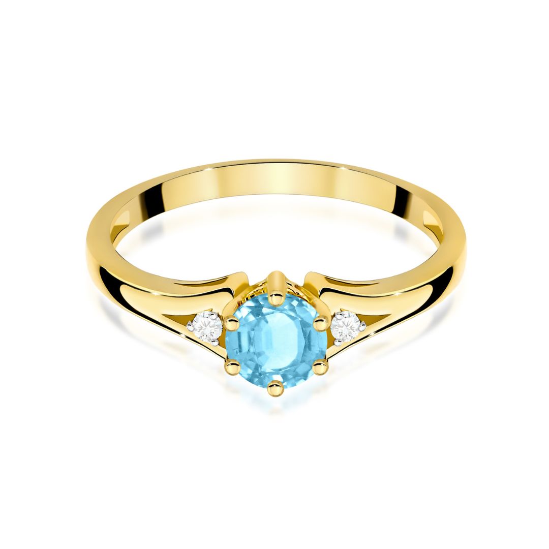 Anillo Celia de Oro 14K con Topacio Swiss y Diamantes
