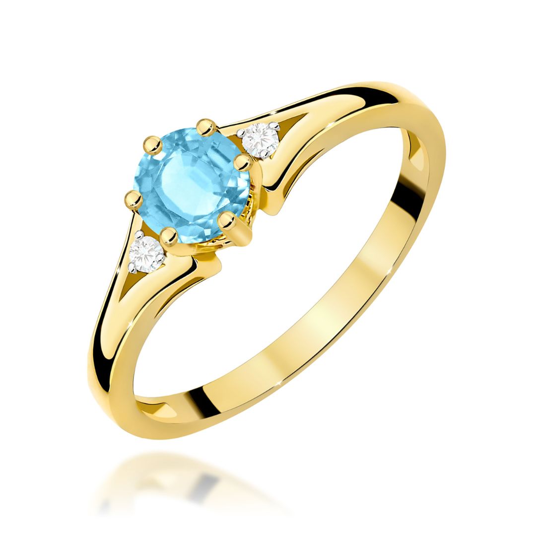 Anillo Celia de Oro 14K con Topacio Swiss y Diamantes