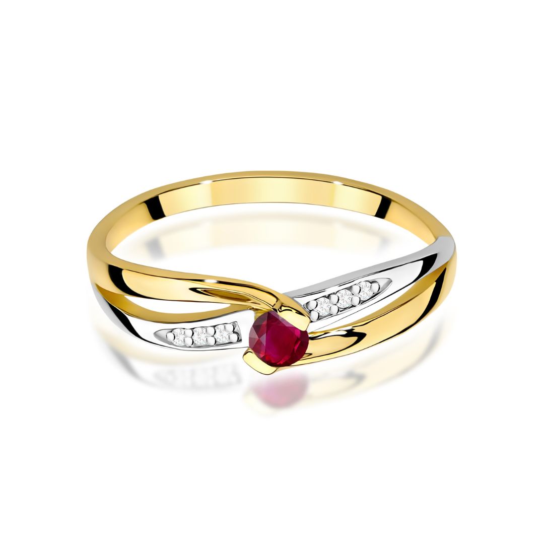 Anillo Clea de Oro 14K con Rubí y Diamantes
