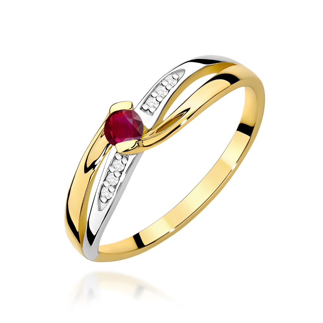 Anillo Clea de Oro 14K con Rubí y Diamantes
