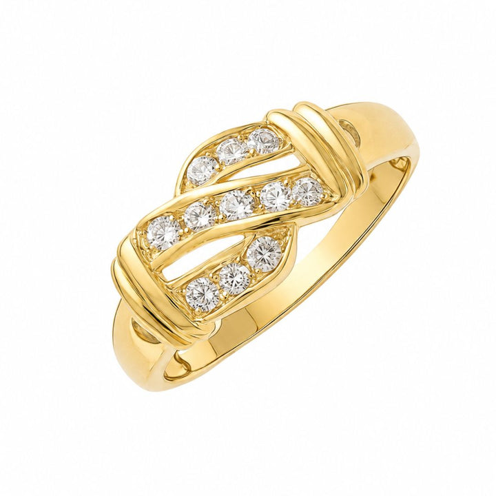 Anillo de Oro 18K Entrelazado con Circonitas