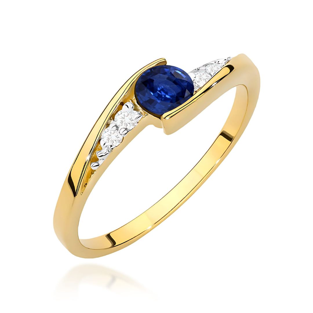 Anillo Diana de Oro 14K con Zafiro y Diamantes