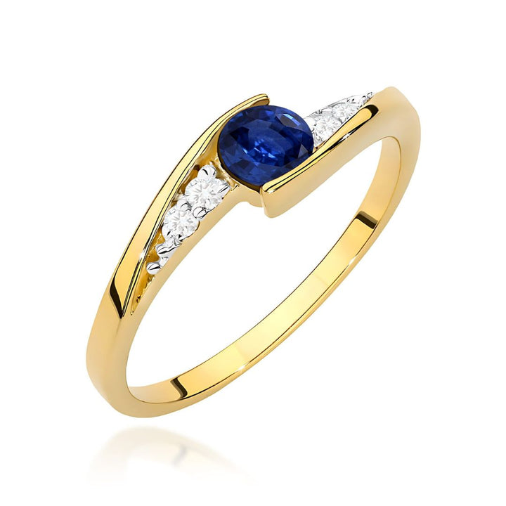 Anillo Diana de Oro 14K con Zafiro y Diamantes