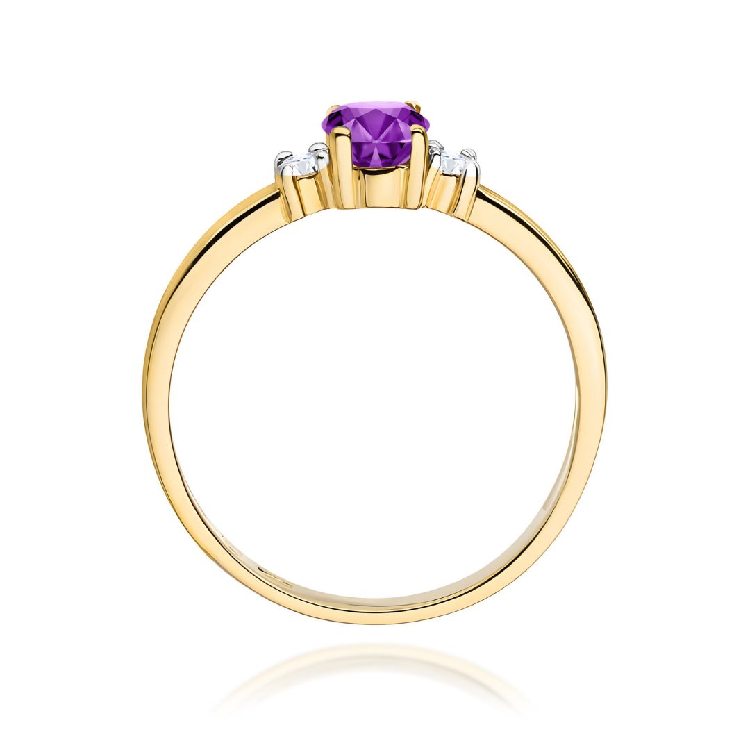 Anillo Elisa de Oro 14K con Amatista y Diamantes