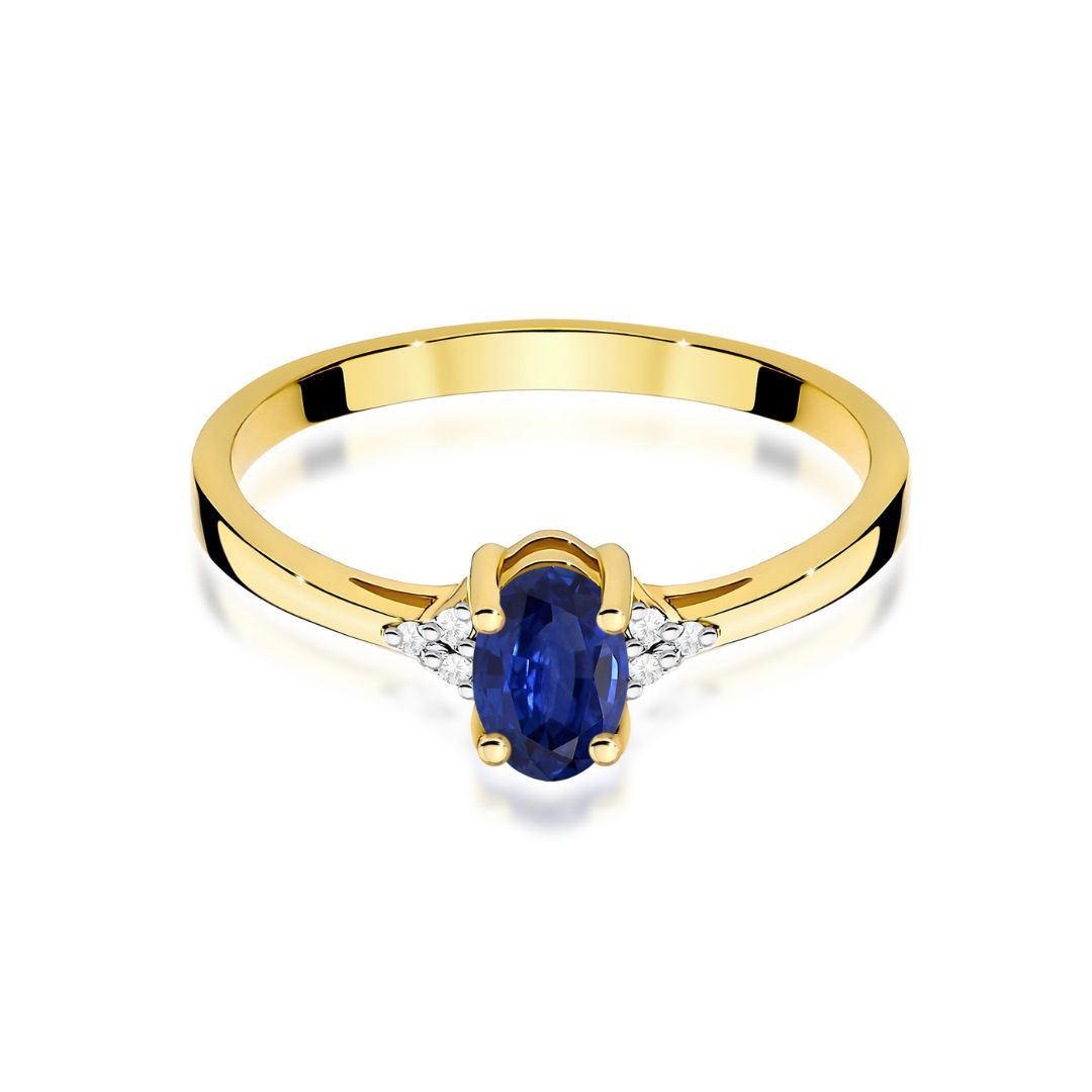 Anillo Emma de Oro 14K con Zafiro Oval y Diamantes