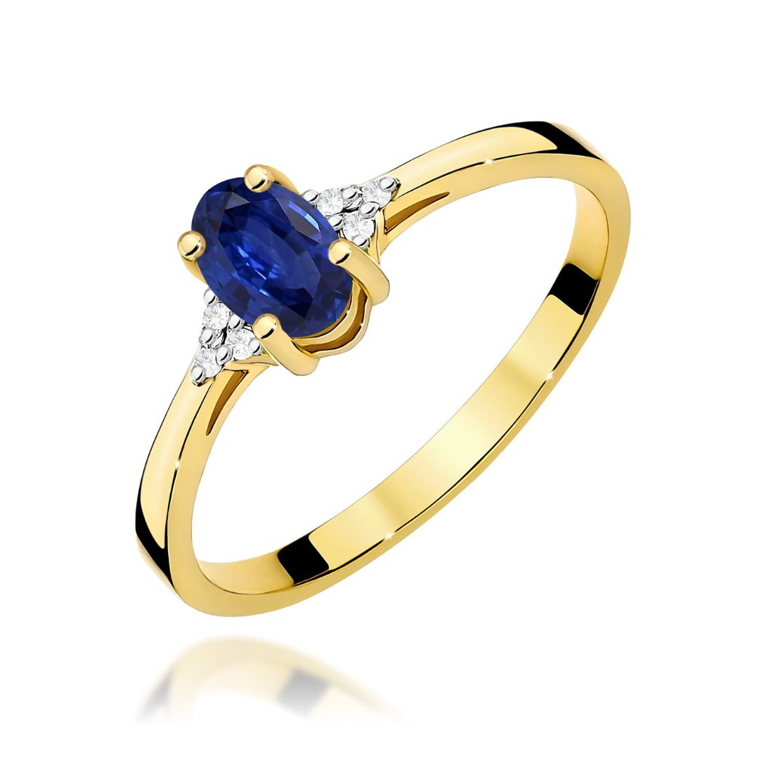 Anillo Emma de Oro 14K con Zafiro Oval y Diamantes