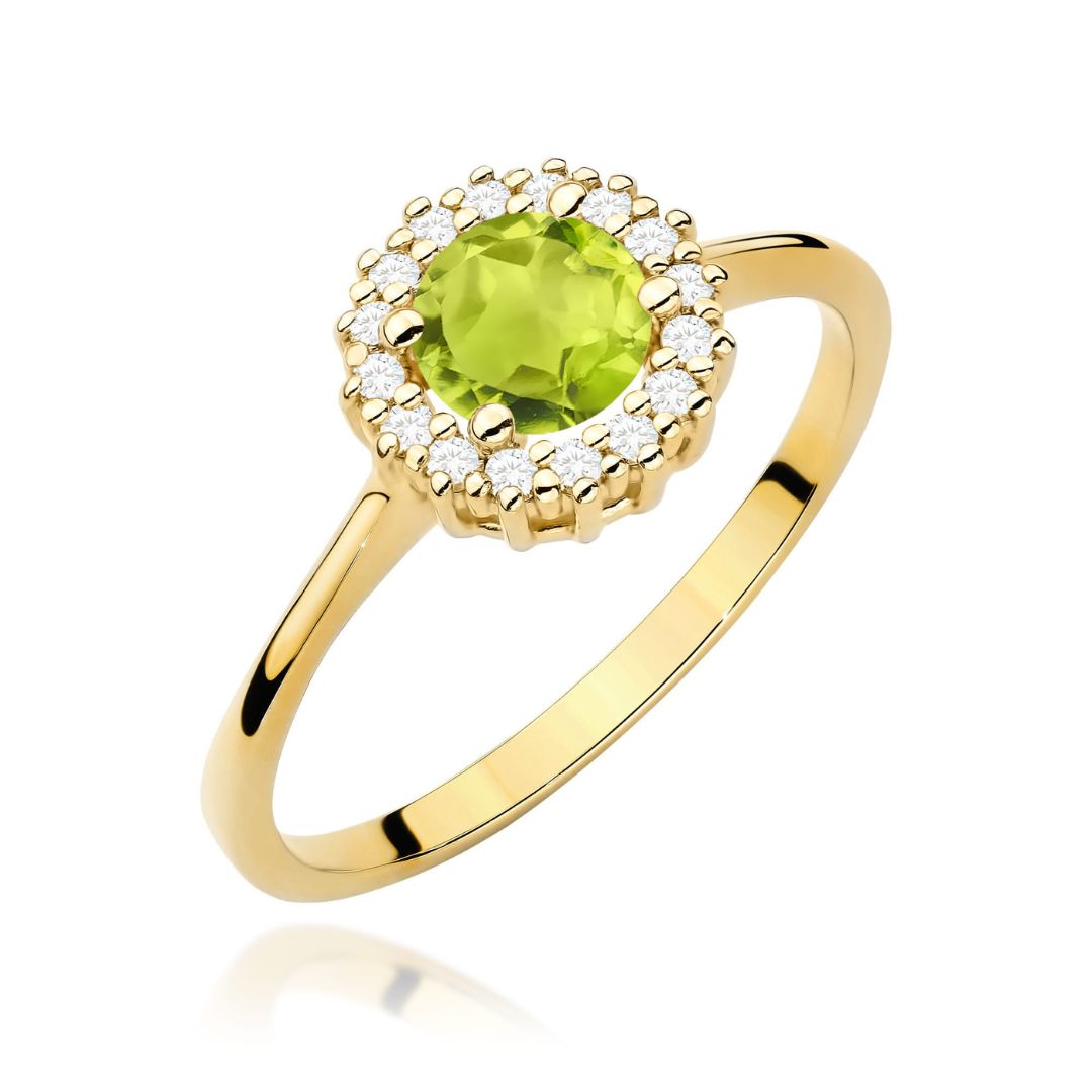 Anillo Eva de Oro 14K con Peridoto y Diamantes