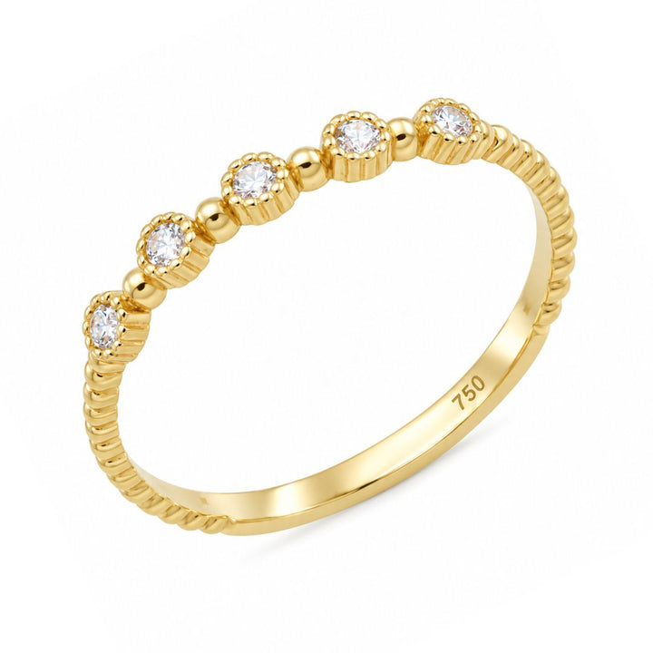 Anillo Fino de Oro 18K con Cinco Circonitas