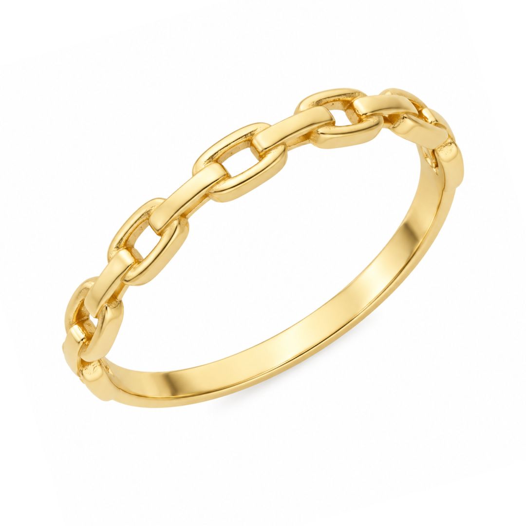 Anillo Fino de Oro 18K con Eslabones