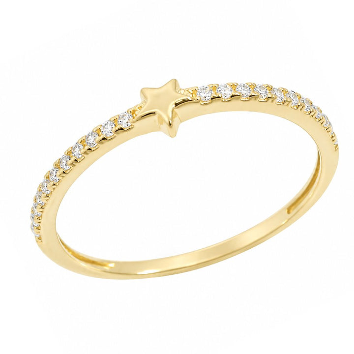 Anillo Fino de Oro 18K con Estrella y Circonitas
