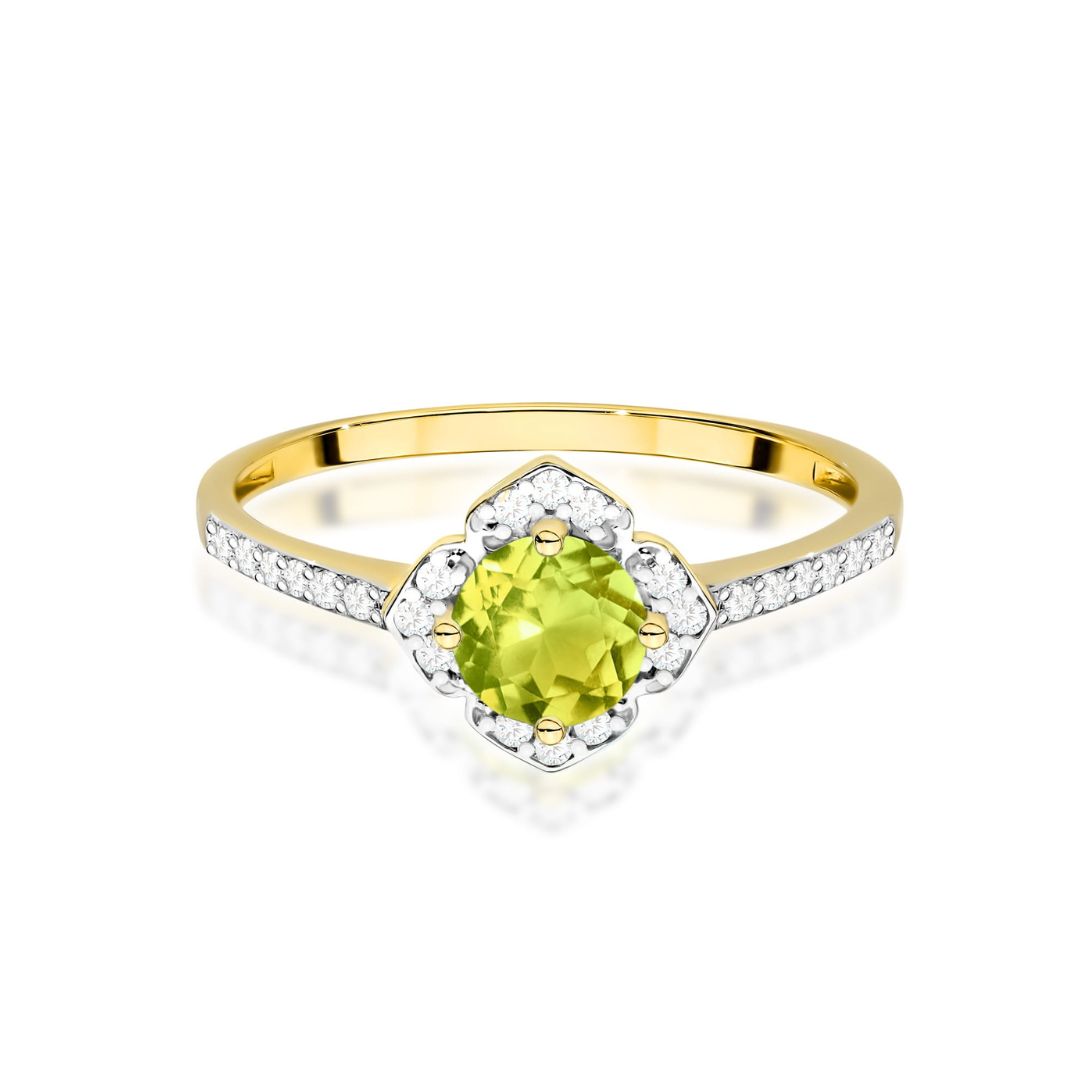 Anillo Gala de Oro 14K con Peridoto y Diamantes