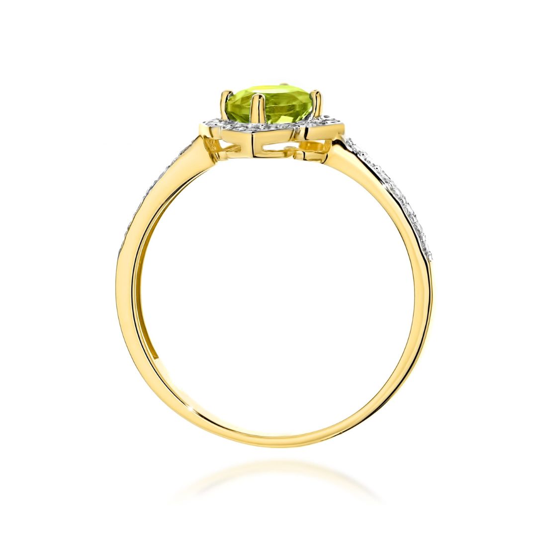 Anillo Gala de Oro 14K con Peridoto y Diamantes