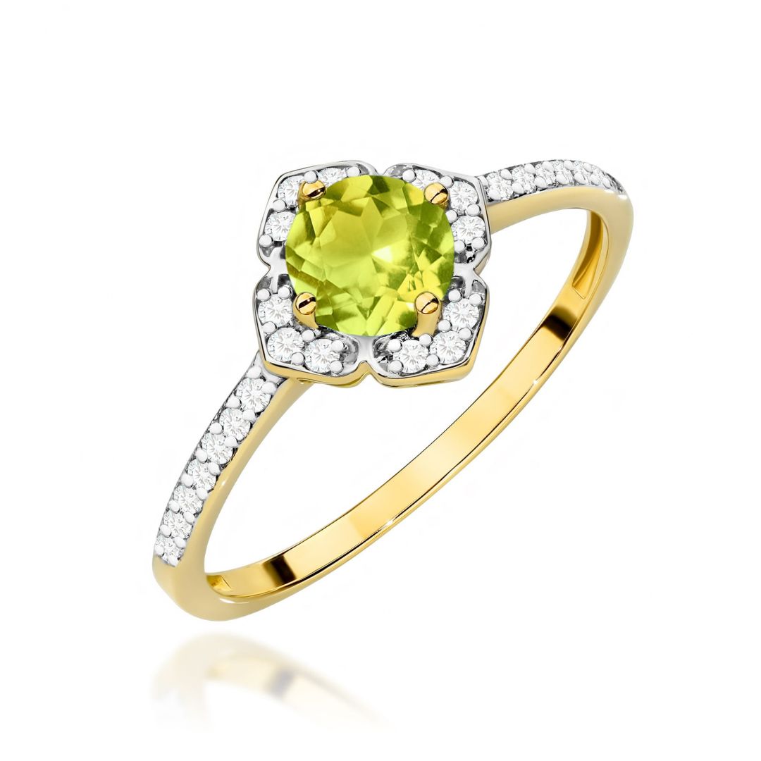 Anillo Gala de Oro 14K con Peridoto y Diamantes