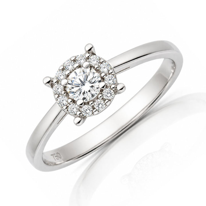 Anillo Halo de Oro Blanco de 18K con Circonitas – Brillo que Enamora
