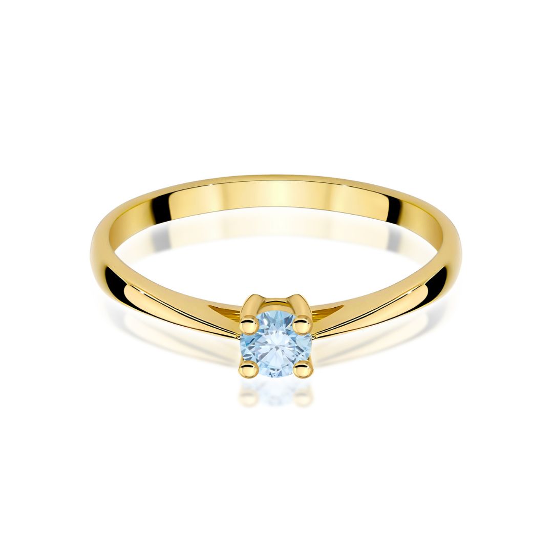 Anillo Jonella de oro amarillo de 9K con diamante azul de laboratorio