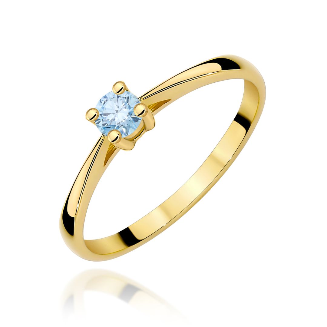 Anillo Jonella de oro amarillo de 9K con diamante azul de laboratorio