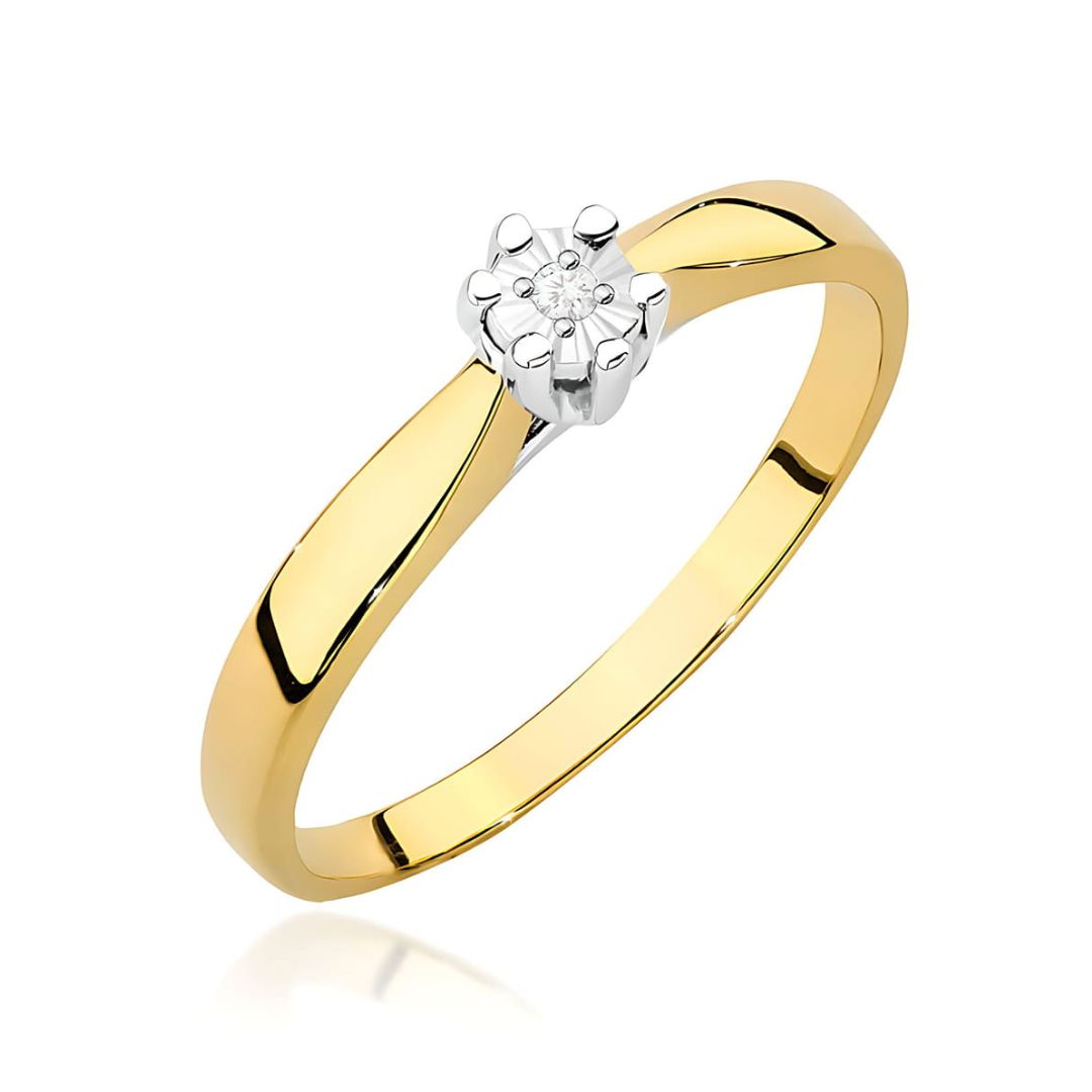 Anillo Júlia de Oro 9K con Diamante Natural