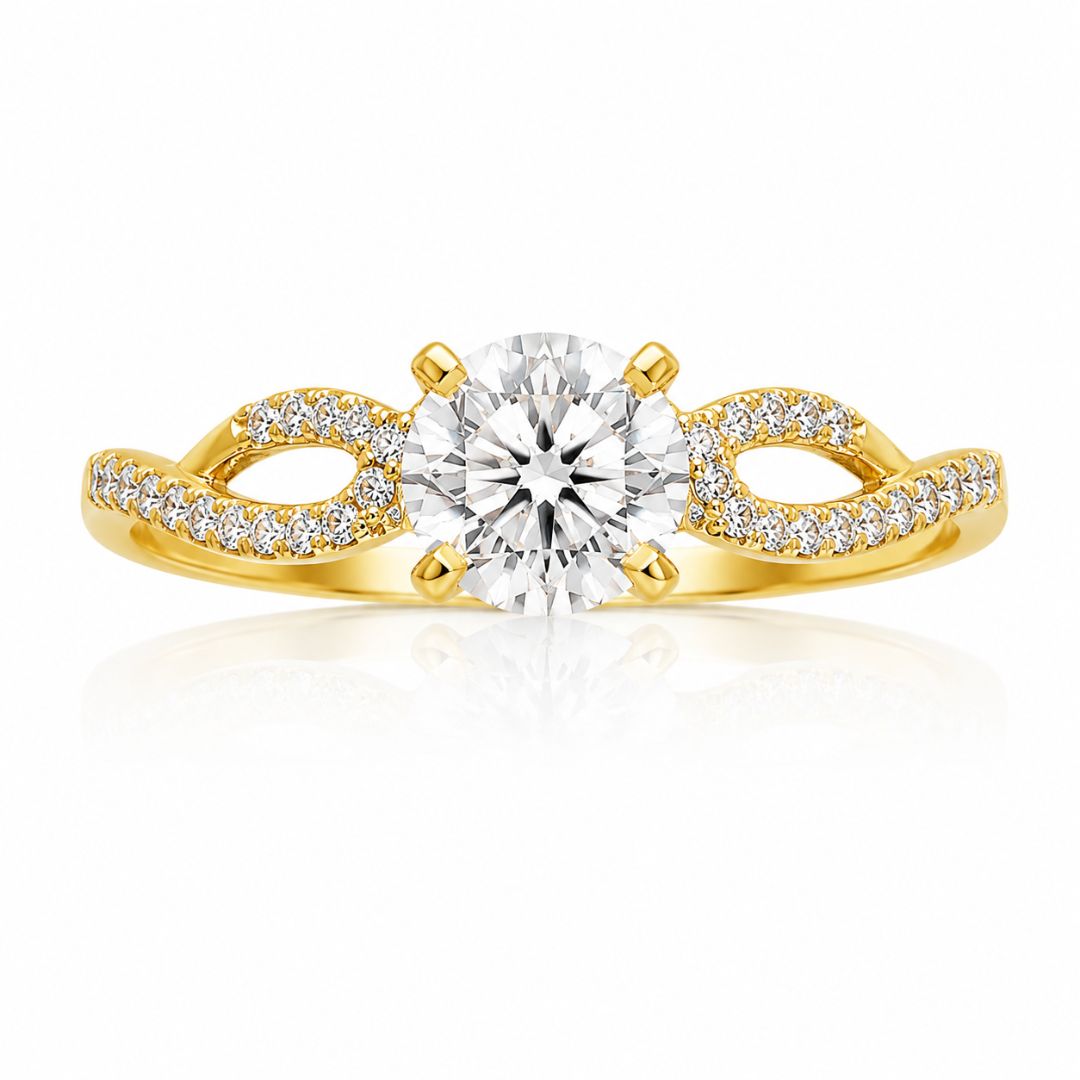 Anillo KIRA de compromiso oro amarillo 18k con circonitas