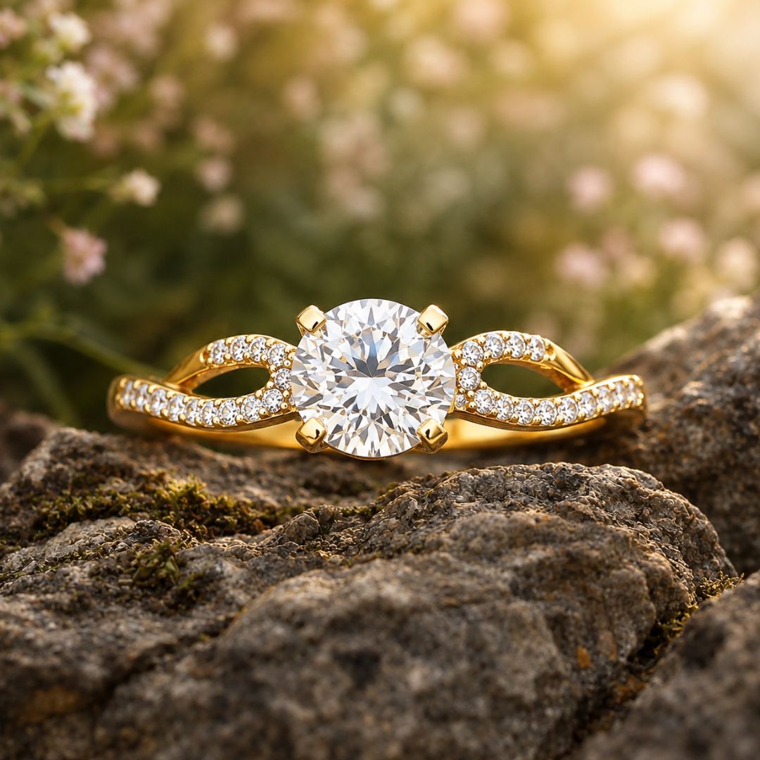 Anillo KIRA de compromiso oro amarillo 18k con circonitas