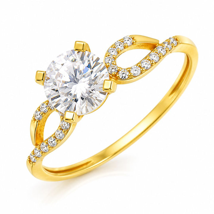 Anillo KIRA de compromiso oro amarillo 18k con circonitas