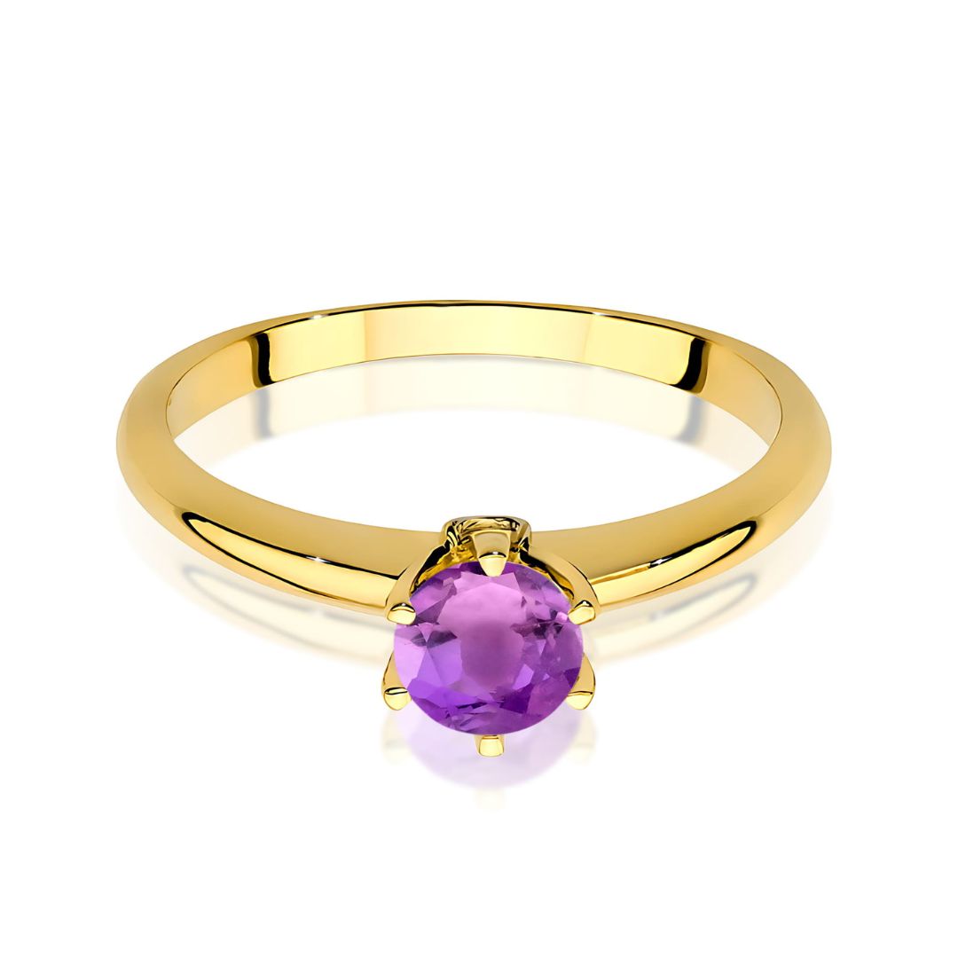 Anillo Lara de Oro 9K con Amatista 0,50 ct y Diamantes