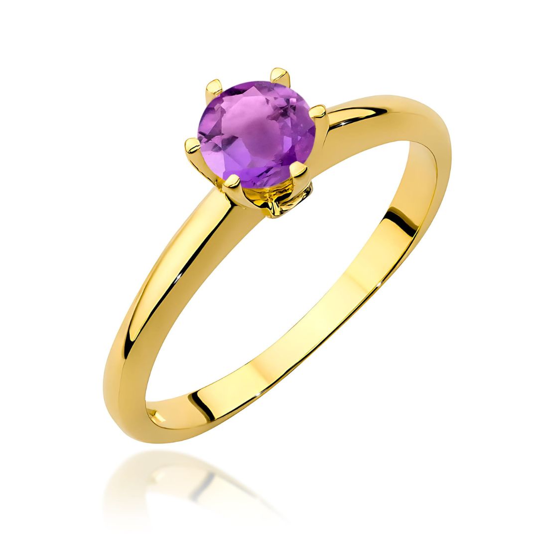 Anillo Lara de Oro 9K con Amatista 0,50 ct y Diamantes