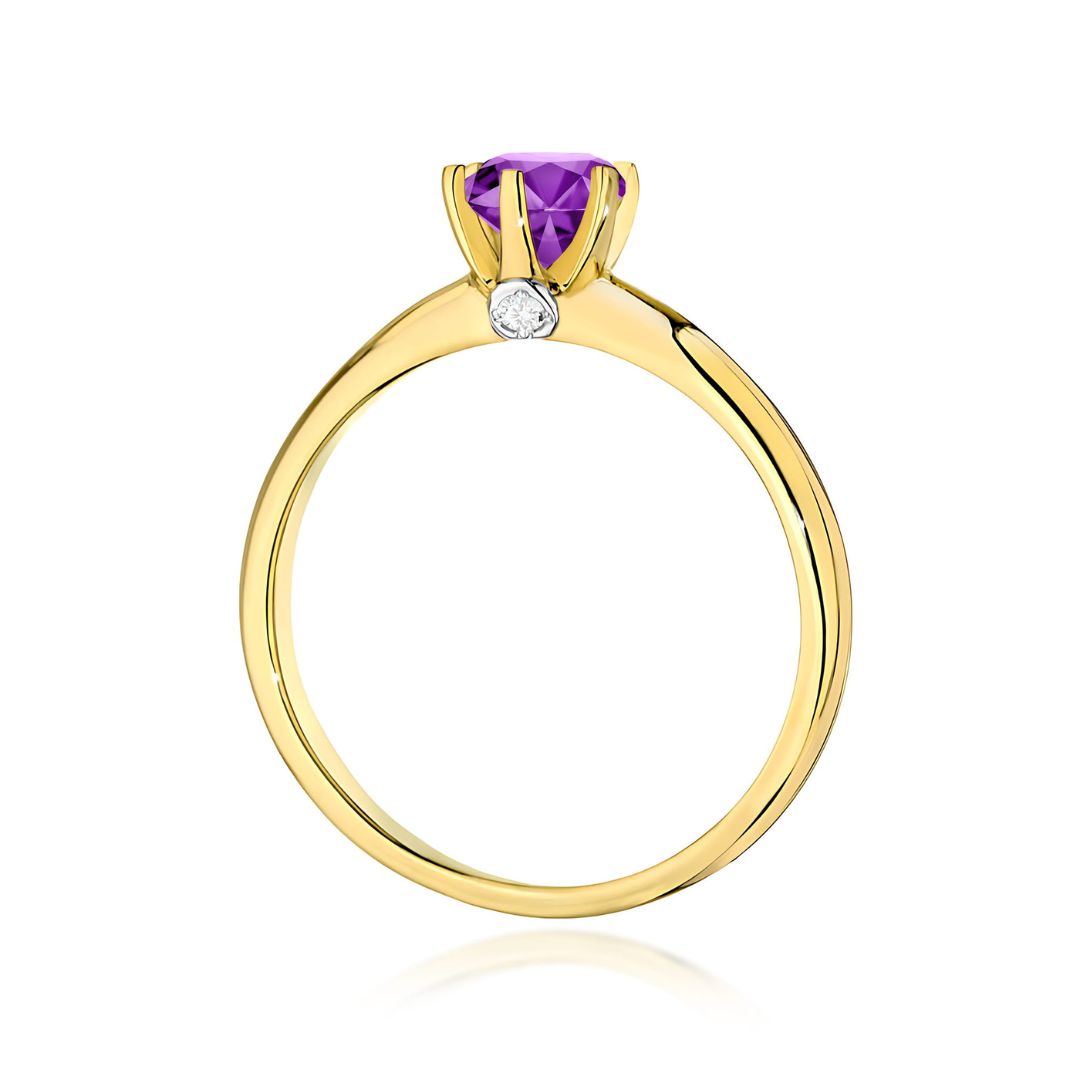Anillo Lara de Oro 9K con Amatista 0,50 ct y Diamantes