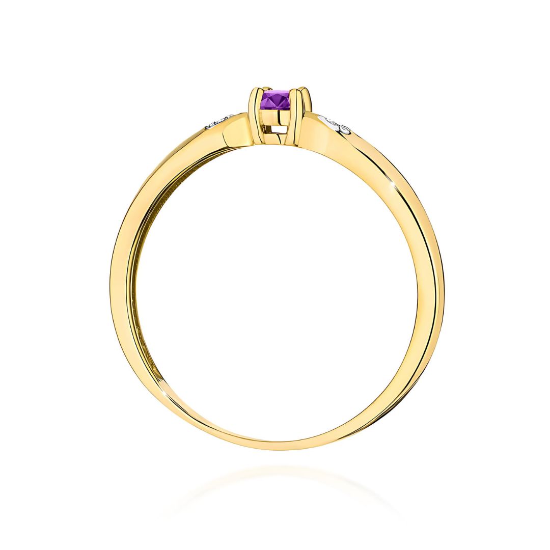 Anillo Lara de oro amarillo de 14K con amatista y diamantes