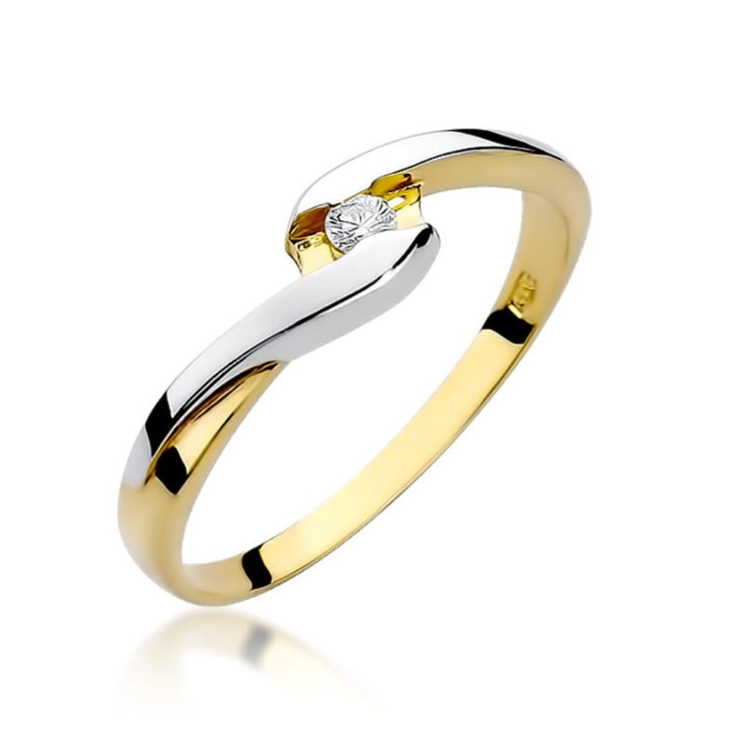 Anillo Lía Bicolor de Oro 14K con Diamante Natural 0,05 ct