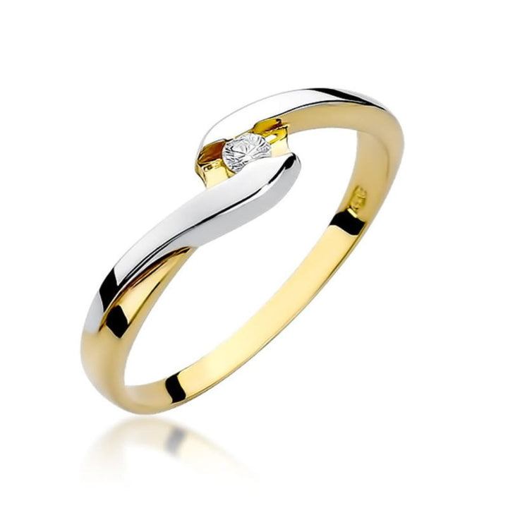 Anillo Lía Bicolor de Oro 14K con Diamante Natural 0,05 ct