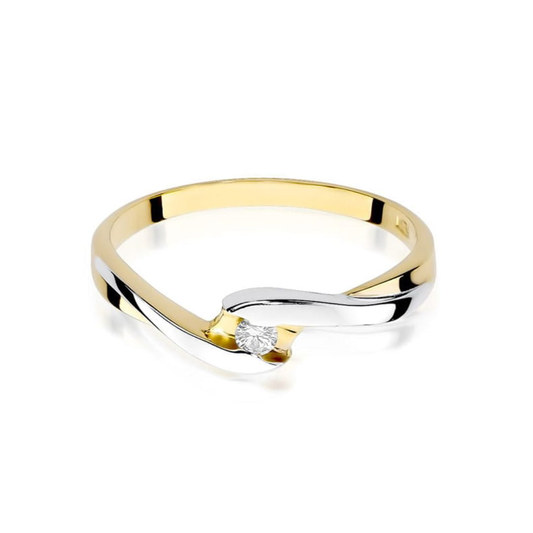 Anillo Lía Bicolor de Oro 14K con Diamante Natural 0,05 ct