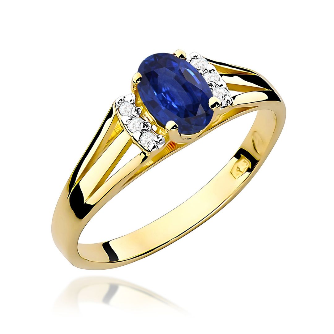 Anillo Lidia de Oro 14K con Zafiro Oval y Diamantes